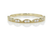 14K Yellow Gold Crown Wedding Band with Diamonds- Size 7